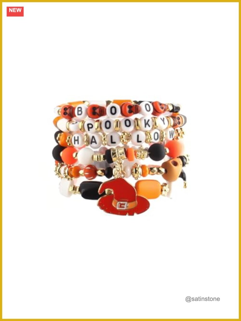 Halloween Beaded Stretch Bracelet Set Boho Stackable Layering Jewelry Gift